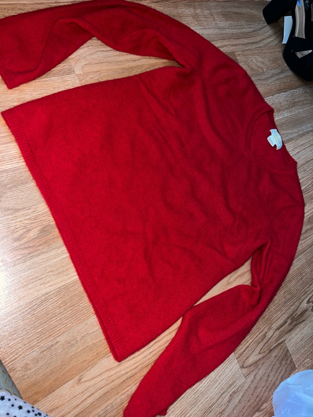 Peck & peck CASHMERE Red Crewneck Women's Sweater - Classic Cozy Knit M/L